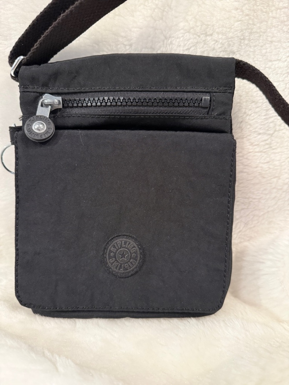 Kipling Black Nylon Crossbody Bag Small Travel Organizer Zip Pockets